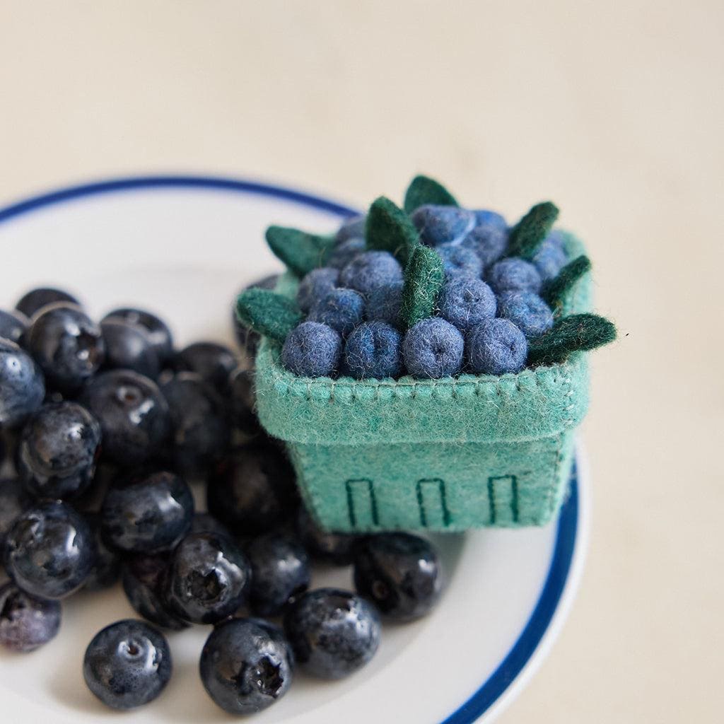 Blueberry Pint Ornament,  Handmade Felt Keepsake, Farmers Market Decor, Whimsical Summer Fruit Gift for Garden & Kitchen Lovers