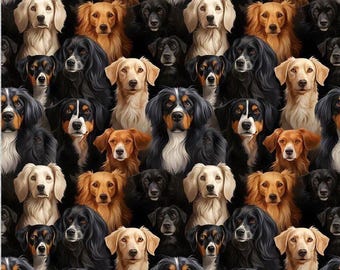 Tecido com estampa de cachorros - 143 cm de largura - Microfibra macia com estampa digital