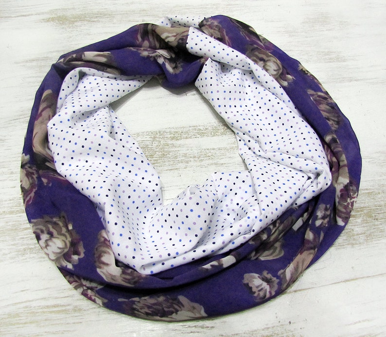 Ethnic flowered pattern spring modern infinity scarf/voile fabric shawl/gift for her/Spring,Summer,Fall accessories image 3