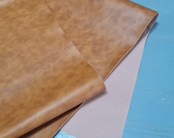 Camel Faux Leather Fabric by the Yard, 55in/140cm Wide Tan Vegan Leather Upholstery Material for Bags, Pillows, Crafts