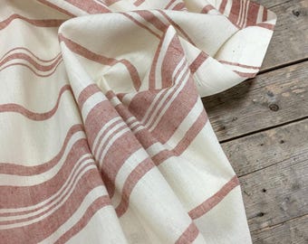 94'' Wide Striped Cotton Bedding Fabric by Yard – Natural Linen-Look Duvet Cover Material