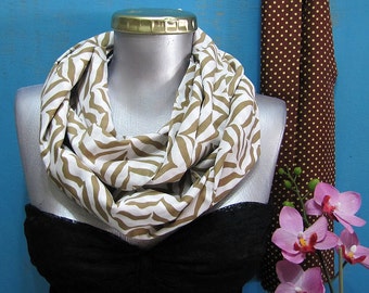 Cotton white beige infinity scarf /modern spring summer shawl /wrap loop scarf /gift for her /beige zebra print scarf