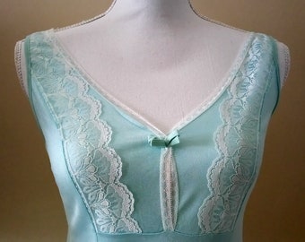 Vintage lingerie dress /blue lace slip dress/ready to ship