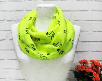 Free Shipping/Voile Highlighter Green With Deer Pattern Infinity Scarf/Spring Freshness Shawl/Gift for Her/Spring,Summer,Fall Accessories