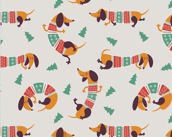 Christmas Dogs in Outfits - Fabric By The Yard