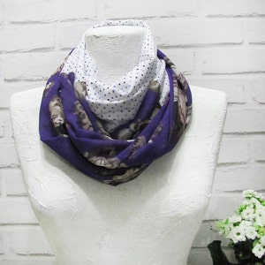 Ethnic flowered pattern spring modern infinity scarf/voile fabric shawl/gift for her/Spring,Summer,Fall accessories image 1