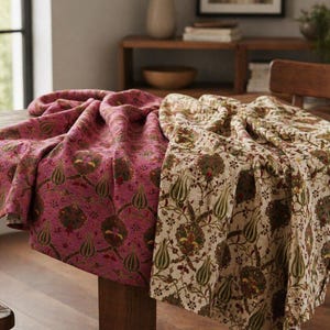 Pink or Cream Beige Chenille Fabric, Textured Woven Tulip Upholstery Fabric by the Yard, Sofa Chair Cushion Curtain