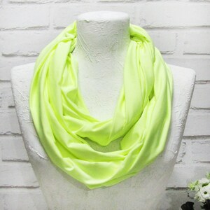 Sporty Spring Neon Infinity Scarf - Dry Quick Bright Green Flexible Jersey Recycled Polyester Fabric Shawl - Accessories for Gift