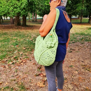 Sac fourre-tout hippie boho vert pomme pastel au crochet 1 quantité image 3