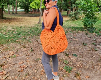 Pastel pink or orange crochet boho  hippie tote bag -1 qty