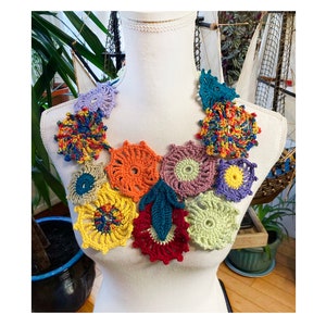 Crochet Funny Summer Everyday Necklace - Pastel Colors Hand Crochet Boho Handmade Jewelry  - Gift for Her