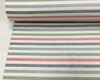 Tessuto per biancheria da letto a righe, 100% cotone tinto in filo – effetto lino vintage, larghezza 94 pollici (239 cm)