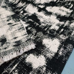 Black White Chenille Upholstery Fabric by the Yard, Abstract Woven Jacquard Textile for Pillows, Chairs and Sofas