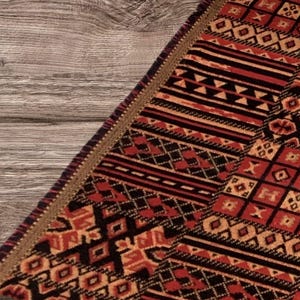 Woven Kilim Pattern Upholstery Fabric - Brown Shades