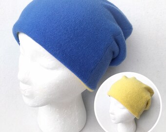 Navy Blue Ribbed Knit Hipster Slouchy Beanie Soft and Comfy Sweater Knit Hat Kids Toque