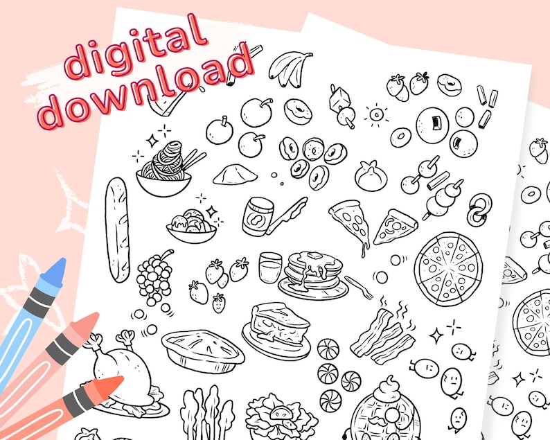 Junk Food Coloring Sheet Printable Coloring Page Digital - Etsy