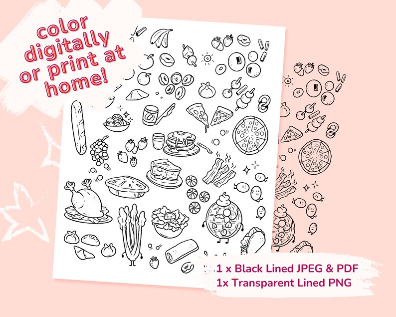 Junk Food Coloring Sheet Printable Coloring Page Digital - Etsy