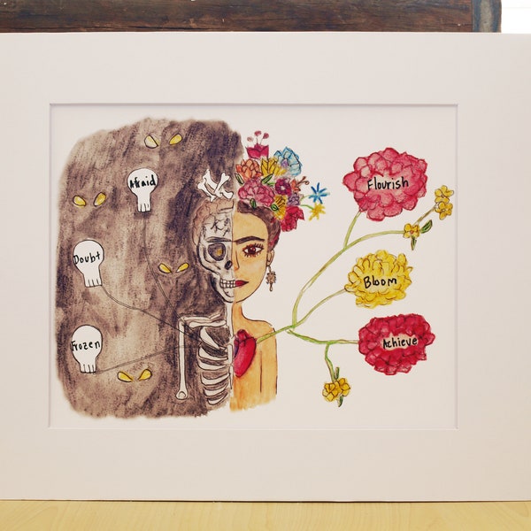 Frida Kahlo / Frida Art / Frida Drawing / Frida painting / Lettering Print / Light and Darkness / Art about feelings / Inspiring Quote
