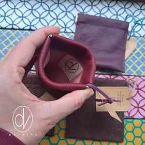 Monedero de Cuero Artesanal - Billetera Compacta - Estilo Vintage - Accesorios de Cuero - Cierre de Beso - Burdeos, berenjena, café y chocolate.