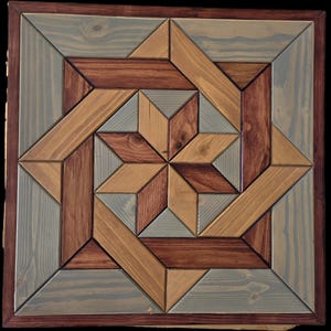 Barn Quilt for Outdoors, Rustic Wood Wall Art, Geometric Quilt Patterns, Barnboard Decor