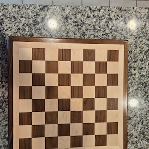 Chess Board Handmade, Walnut and Maple Board, Fun Game Night Selection
