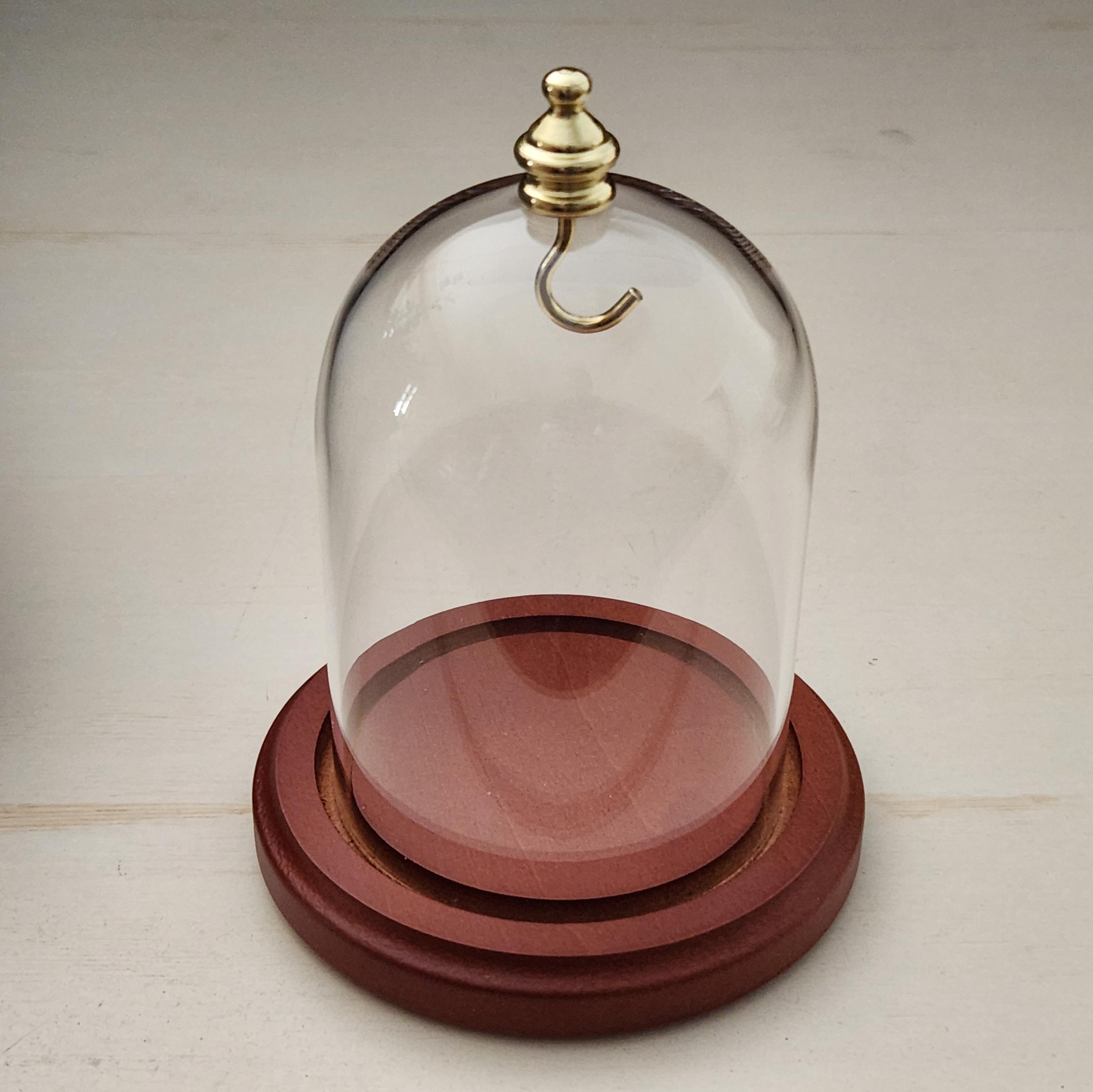 3" X 4" Hand Blown Pocket Watch Glass Display Dome Cloche With Gold ...