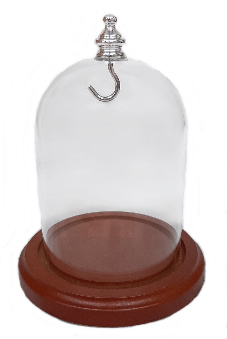 3 X 4 Pocket Watch Glass Display Dome Cloche With Silver Knob and Hook