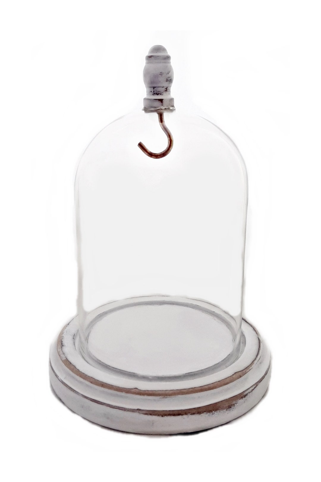 3 X 4 Pocket Watch Glass Display Dome Cloche With Hook and Distressed