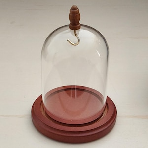 3&quot; x 4&quot; Hand Blown Pocket Watch Glass Display Dome Cloche with Wood Knob - Assembled in Nevada, USA!