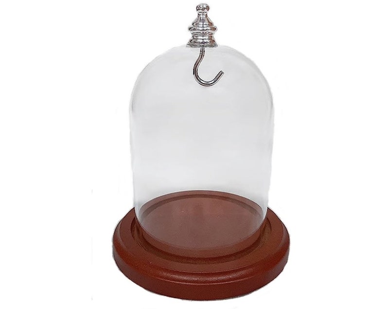 3 X 4 Pocket Watch Glass Display Dome Cloche With Silver Knob and Hook
