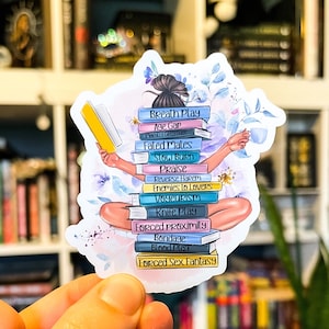Book Tropes Book Stack Water Resistant Sticker for journal laptop kindle water bottle planner phone