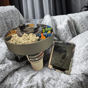 40oz Tumbler Snack Topper | 3D Printed Snack Tray with 4 Compartments | Fits Most Popular Style Tumblers | Couch & Road Trip Must-Have