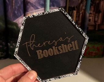 Personalized Name Bookshelf Sign, Library Shelf Decor, Bookish Merch, Desk Bookish Sign, Reading Nook Decor, Gift for Book Lovers