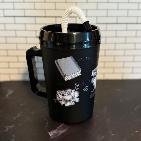 Dark Academia Gothic Floral 34 ounce trucker mug | plastic insulated water cup | literary themed mug | gothic asthetic