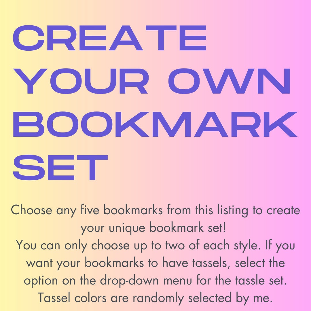 Create Your Own Personalized Bookmark Set Custom Set Reader Gift