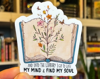 Open Book Floral Water Resistant Vinyl Sticker for Kindle Water Bottle Laptop Journal Planner | book club gift