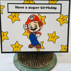 Handmade Mario Card - Super Mario - Mario Inspired Card - Have A Super Birthday Card - Peach Card - Toad Card