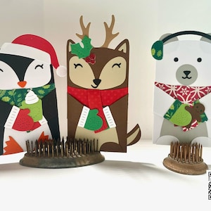 Handmade Reindeer Gift Card Holder - Handmade Polar Bear GIft Card Holder - Handmade Penguin Gift Card Holder - Christmas Gift Card Holder