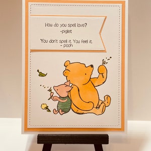 Winnie the Pooh card - Friendship card - Love card - Piglet card - Pooh and Piglet card - Handmade Pooh card