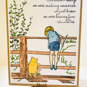 Winnie the Pooh card - Handmade Pooh card - Pooh Sticks card - Disney Inspired Winnie the Pooh card - Winnie the Pooh friendship card