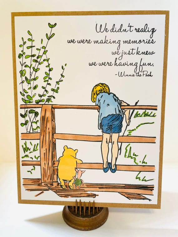 Winnie the Pooh Card - Handmade Pooh Card - Pooh Sticks Card