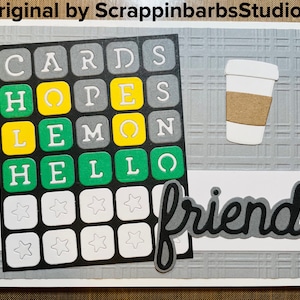 Wordle Card - Hello Friend Card - Wordle - Game card - Coffee Card - Handmade Wordle Card
