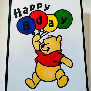 Winnie the Pooh Birthday card - Pooh Birthday card - Handmade Pooh birthday card - Disney Inspired Winnie the Pooh card - Pooh B-Day card