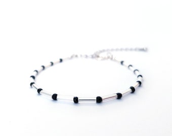 Black with fade. Unisex Necklace in Agate Irregular Faceted Firework with 925 Silver Closure and Finish Man Woman