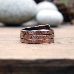 Gift idea for her Antique raw copper multi-turn woman girl Irregular copper multilayer ring Vintage style in oxidized copper