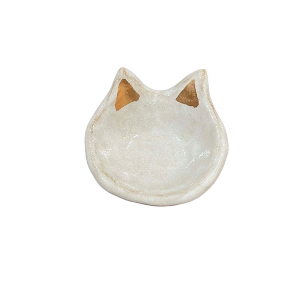 Cat ring dishes with real gold details, handmade