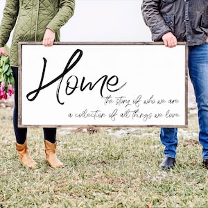 Home The Story Of Who We Are Sign, Family Sign, Family Wall Decor, Wedding Gift, Anniversary Sign, Farmhouse Sign Wooden Sign
