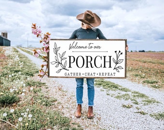 Welcome To Our Porch Sign, Wood Porch Sign, Porch Sign, Porch Decor, Wood Porch Decor, Wedding Gift, Farmhouse Sign, Wooden Sign
