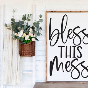 Bless This Mess Sign, Home Decor, Home Wall Decor, Family Wall Decor, Family Wall Sign, Wedding Gift, Farmhouse Sign, Wooden Sign
