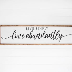 Lebe einfach Liebe reichlich Zeichen, Holz Liebe Wand Dekor, Liebe Wand Zeichen, Hochzeitsgeschenk, Jahrestag Zeichen, Bauernhaus Zeichen, Holzschild